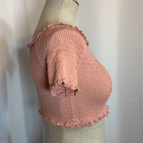 Ambiance Stretch Crop Top Pink Size Large Style#71053 - Picture 2 of 6